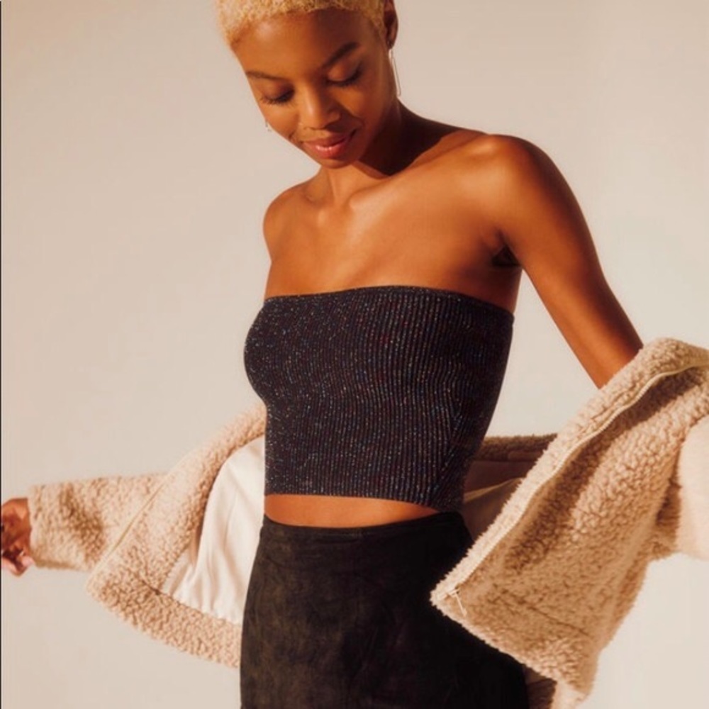 Kendall and Kylie Lurex Sweater Tube Top